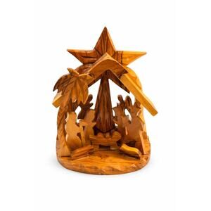 Vintage Hand Carved Olive Wood Nativity Bethlehem Holy Land Miniature